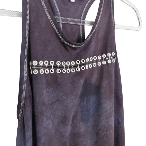 3.1 Phillip Lim Acid Wash Eyelet Racerback Tank Medium Gray Tie Dye Casual Med - Picture 6 of 7
